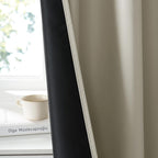 RYB HOME Bedroom Blackout Curtains 72 inches Long, 100% Blackout Thermal Insulated Noise Reducing Curtains for Living Room Nursury, 34 inches Wide by 72 inches Long, Natural