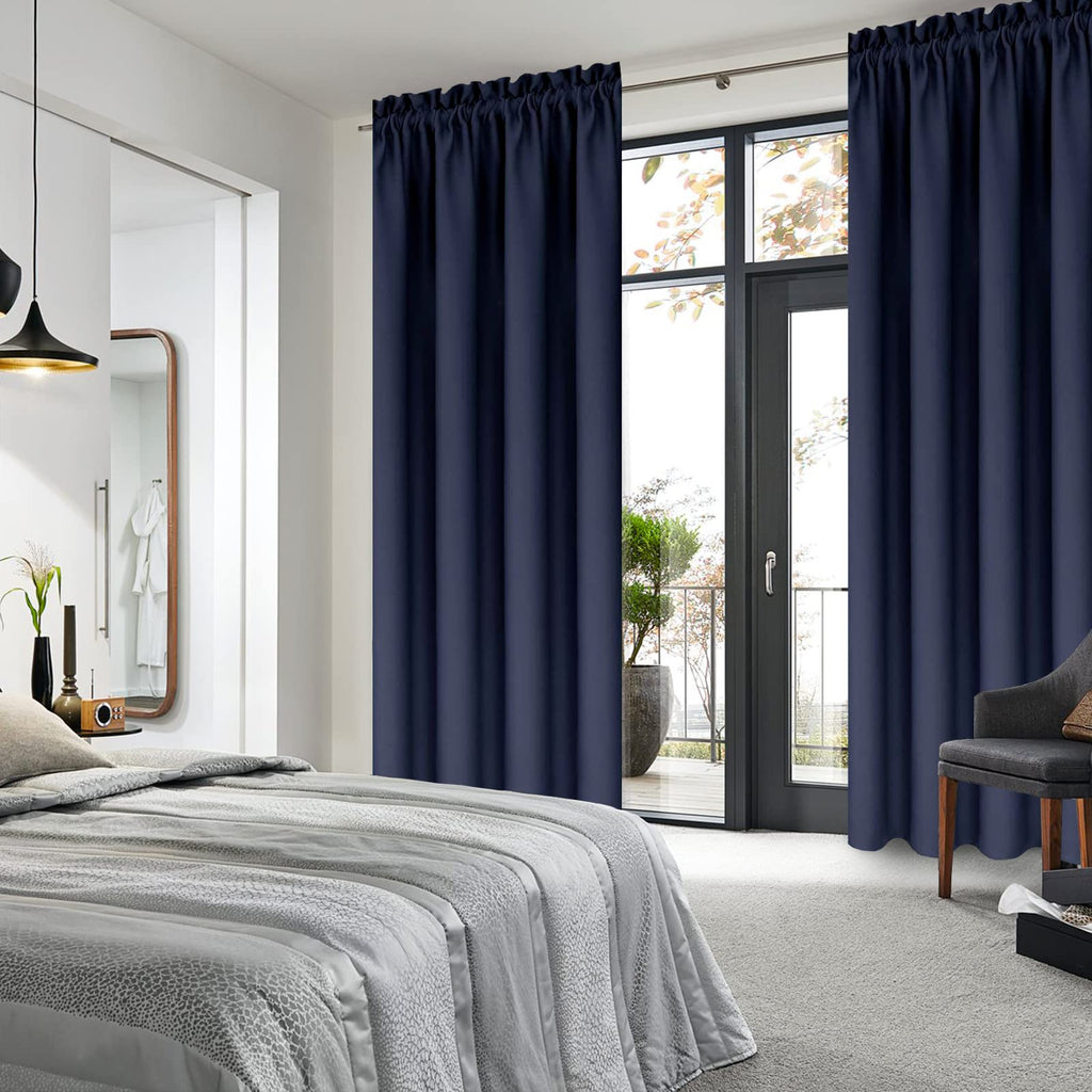 DWCN Blackout Curtains for Bedroom Living Room 38 x 84 Inch Long Navy