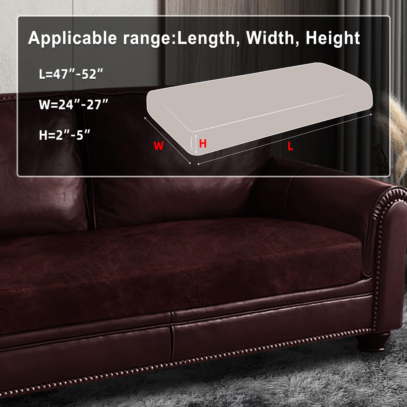 ANARACHON Leather Look Couch Cushion Covers Sofa Seat Slipcovers Sets Couches Furniture Protector for Sectional Armchair Loveseat Pets Kids Stretch Spandex Fabric (1 Cushion Loveseat, Burgundy)