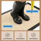 GORILLA GRIP 100% Waterproof All-Season WeatherMAX Doormat US Designed Natural Rubber, Stain and Fade Resistant, Low Profile Indoor Outdoor Door Mats, Easy Clean Patio Mat, 29x17, Modern Latte