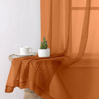 Aiyufeng Orange Sheer Curtains 63 Inch Length 2 Panels Set, Light Filtering Airy Rod Pocket Orange Window Curtain Treatment Drapes for Kitchen Bedroom Living, Each 40Wx63L Inches
