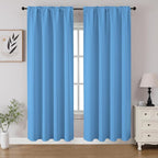 CUCRAF Light Blue Blackout Curtains 72 inch Length 2 Panels Set, Rod Pocket Room Darkening Drapes for Bedroom Living Room, Insulated Thermal Light Blocking Window Curtain (W52 x L72 Inch)