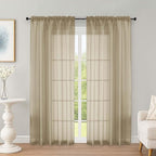 OWENIE Taupe Sheer Curtains 72 Inches Long 2 Panels Set, Transparent Voile Sheer Curtain for Living Room Bedroom Window Sliding Glass Door Treatment, 59 x 72 Inch, Taupe