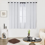 Deconovo Kitchen Curtains, Room Darkening Drapes, Thermal Insulated Soundproof Grommet Drape, Silver Wave Dots Print, 52 x 54 Inch, Machine Washable Window Panels for Small Windows Nursery, Set of 2