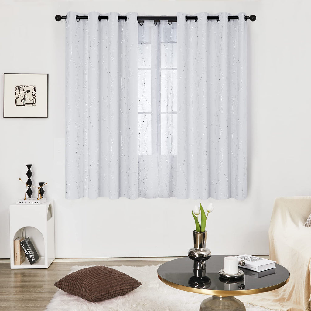 Deconovo Living Room Curtains 45 Inches Long, Blackout Curtains for Bedroom