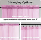 Chyhomenyc Pink Sheer Curtains 54 Inch Long 2 Panels, Light Filtering Rod Pocket Voile Short Curtains Drapes for Living Room Bedroom Small Windows, 42Wx54L Inches