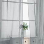 OVZME Light Grey Sheer Curtains 84 Inches Long 2 Panels - Soft Light Filtering Window Sheer Panels for Living Room/Bedroom, Top Dual Rod Pocket, 1 Pair, Each 42Wx84L Inches