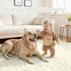 4x6 Fluffy Shag Area Rugs for Living Room Bedroom: Soft Carpet Cream White