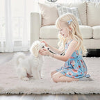 Area Rugs 9x12 Living Room, Cream Large Shaggy Carpet Soft Plush Furry Rug
