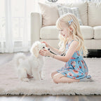 Area Rugs10x14 for Living Room,Cream Large Shaggy Carpet Plush Furry Rug