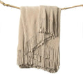lifein Throw Blanket for Couch, Soft Boho Decor Bed Throw,Cozy Beige Knitted Chenille Small Farmhouse Lightweight Throw(Beige,50 * 60")