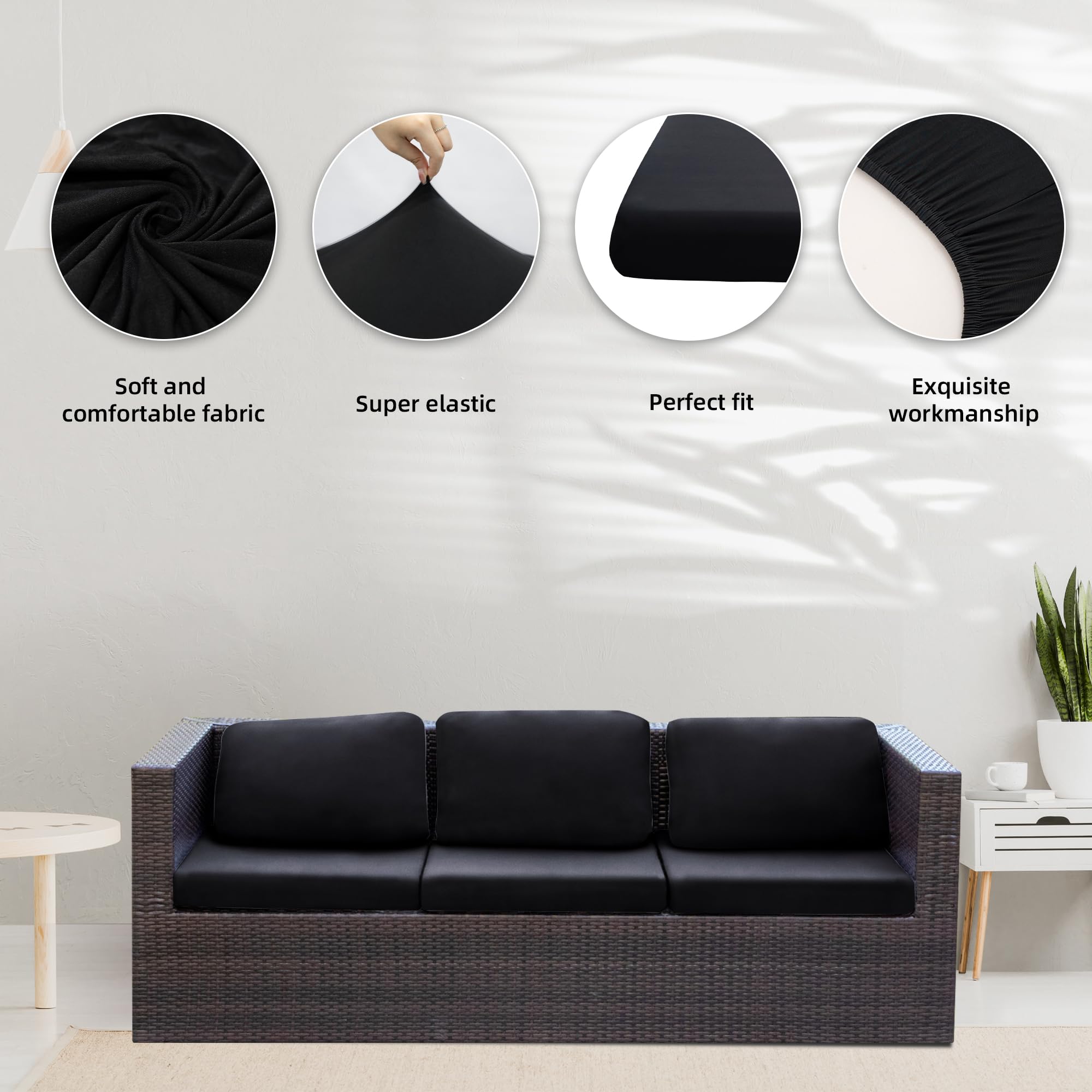8 Piece Outdoor Cushion Covers, Patio Sofa Cushion Covers, Stretch Fit