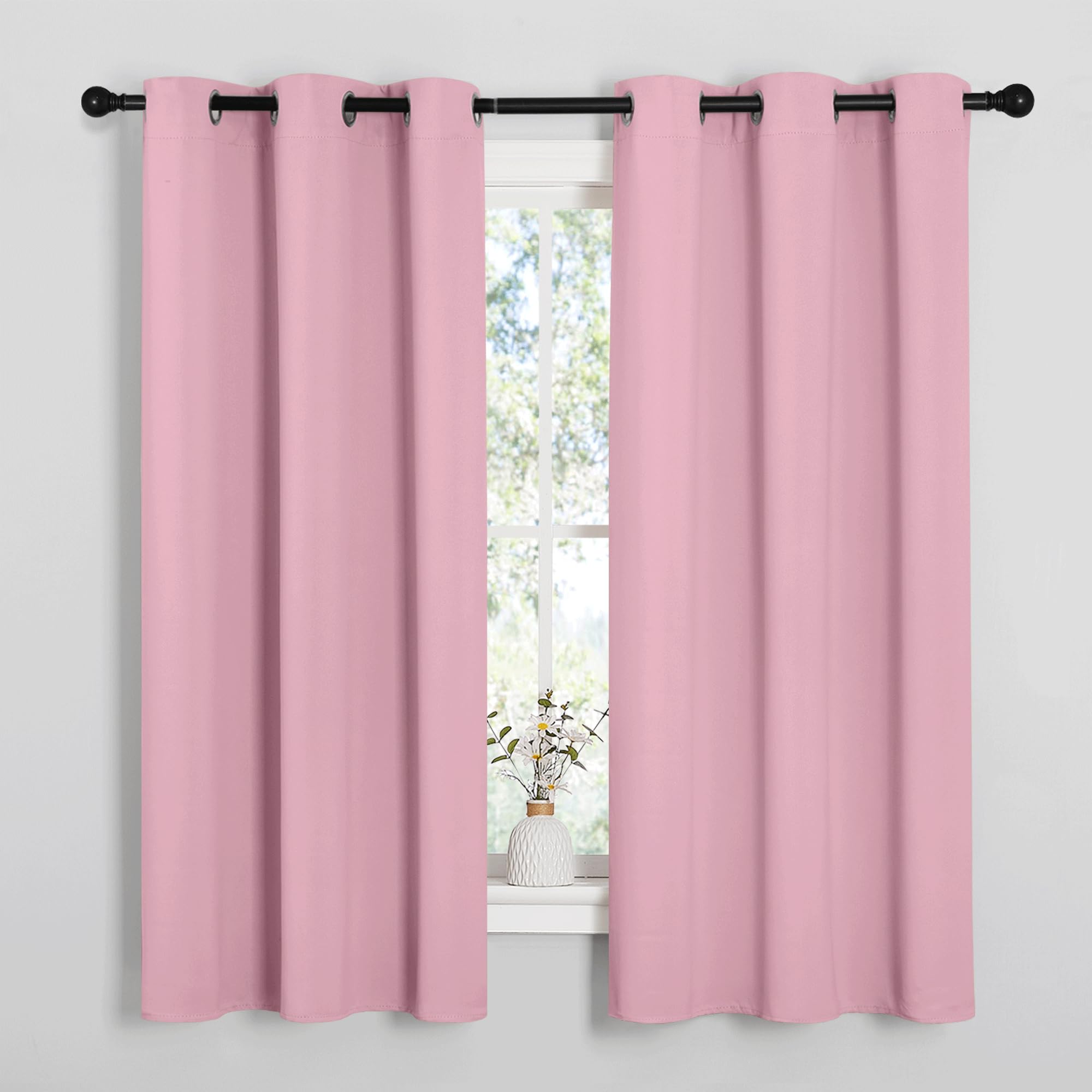 NICETOWN Grey Blackout Curtains for Bedroom 42" Wide x 63" Long 2 Panels