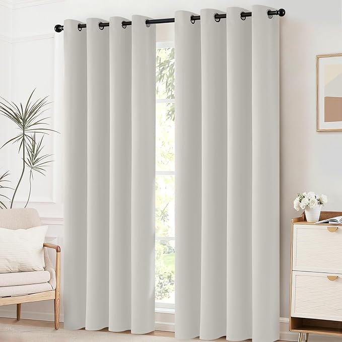 Yakamok Room Darkening Curtains 52x54 inch Length Light Beige-Living Room