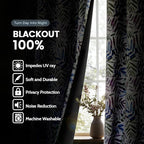SimpleHome 100% Blackout Curtains for Bedroom, Floral Curtains 84 inches Long Purple Green Blue Drapes Grommet 2 Panels Set Leaf Patterns
