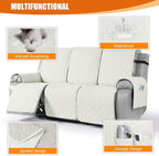 VANSOFY Waterproof Recliner Couch Covers, Sofa Covers 1-Piece Washable Reclining Sofa Cover Non-Slip Furniture Protector with Elastic Straps Pocket for Dogs, Pets(Off White,3 Seater)