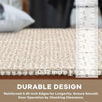 KOZYFLY Long Runners for Hallways 3x12 ft Washable Kitchen Runner Non Slip Rubber Backed Hallway Rugs Cotton Entryway Runner Rug Floor Carpet for Indoor Hall, Backdoor, Kitchen, Ivory/Khaki