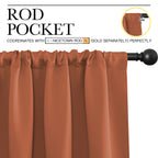 NICETOWN Blackout Curtains and Drapes - Thermal Insulated Solid Rod Pocket Blackout Draperies/Panels (Burnt Orange, 1 Pair, 52 by 95 inches)
