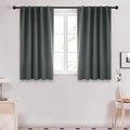 Deconovo Blackout Curtains, Thermal Insulated, W42 x L45 2 Panels, Back Tab, Machine Washable, Room-Darkening Drapes for Bedroom/Living Room Dark Grey