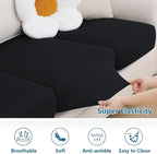 hyha Milk Silk Couch Cushion Covers, Soft Magic Sofa Covers Washable for 2 Cushion Couch, Stretch Sectional Outdoor Cushion Covers for Patio Furniture with Elastic Bottom(Medium, Black)