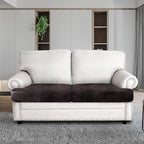 Leather Look Couch Cushion Covers Sofa Seat Slipcovers Sets Couches Furniture Protector for Sectional Armchair Loveseat Pets Kids Stretch Spandex Fabric (2 T-Cushion Loveseat, Chocolate)