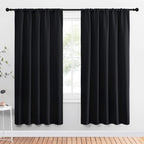 NICETOWN Black Blackout Curtain Blinds - Solid Thermal Insulated Window Treatment Blackout Drapes for Bedroom (2 Panels, 52 inches Wide by 72 inches Long)