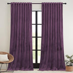 RYB HOME Purple Velvet Curtains 84 inches, Back Tab Soft Fabric Room Darkening Thermal Insulated Luxurious Home Decor Curtains for Living Room Bedroom, W 52" x L 84", 2 Panels Set