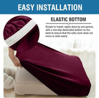 Couch Cover 6-Piece Elastic Velvet Couch Cushion Covers & Chaise Slipcovers for L-Shaped Sofas, Sofa Seat Covers Washable, Soft Cover for Couches (5 Seater + Chaise, Wine)