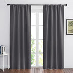 RYB HOME 2 Panels Blackout Doorway Curtains, Thermal Insulated Privacy Rod Pocket Easy Installation Drapes for Living Room Bedroom Dining Room, Width 34 by Length 80, Grey