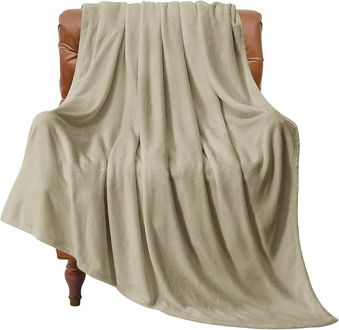 BEDELITE Fleece Blanket Twin Size Oat Linen Throw Blankets for Couch & Bed, Luxury Plush Cozy Fuzzy Blanket 60x80 inches, Super Soft Warm Lightweight Throw Blanket for Travel Camping