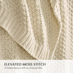 EVERGRACEHOME Chunky Chenille Knit Throw Blanket, 50 x 60, Beige