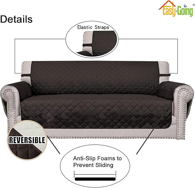 Easy-Going Reversible Couch Cover, Oversized Chair, Chocolate/Ivory