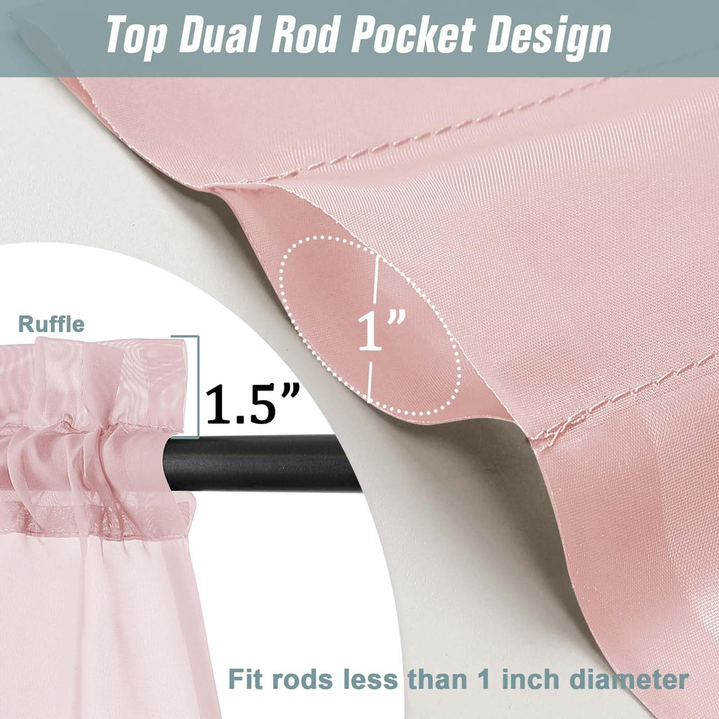 Ebesto Blush Pink Sheer Curtains 90 Inches Long 2 Panels, Light Filtering Solid Sheer Curtains for Bedroom Living Room, Lightweight Soft Airy Voile Sheer Drapes, Dual Rod Pocket, 2x42Wx90L Inches
