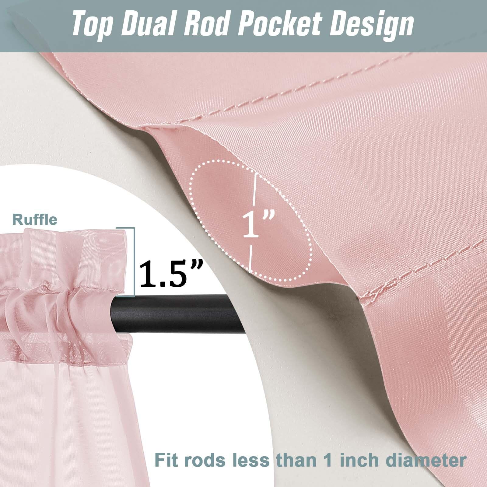 Ebesto Blush Pink Sheer Curtains 90 Inches Long 2 Panels, Light Filtering Solid Sheer Curtains for Bedroom Living Room, Lightweight Soft Airy Voile Sheer Drapes, Dual Rod Pocket, 2x42Wx90L Inches