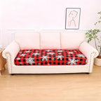 hyha Printed Couch Cushion Covers, Floral Sofa Covers Washable for 3 Cushion Couch, Stretch Pattern Outdoor Cushion Covers for Patio Furniture with Elastic Bottom(Large, Checkered Snowflake)