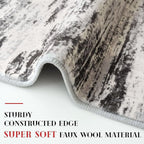 Lansny Modern Abstract Hallway Runner Rug, White Black Grey Taupe Washable Kitchen Runner Non-Slip Soft 2x8 Runner Rug Thin Print Faux Wool Carpet for Entryway Bedroom Laundry Room Indoor Home Decor