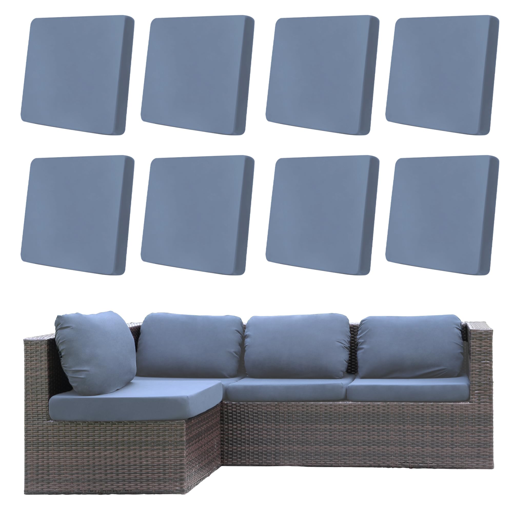 DREAHOTEXTIL 8Pcs Outdoor Cushion Covers, Elastic Patio Cushion Covers