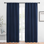NICETOWN Thermal Curtains Blackout Draperies - Window Treatment Energy Saving Solid Blackout Rod Pocket Curtains/Drapes for Living Room (Navy, 1 Pair, 42 by 84-Inch)