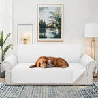 Luxshare Home Reversible 4 Seater Sofa Cover 91 Inch Large Couch Cover Furniture Protector(Sofa XX-Large,White/White
