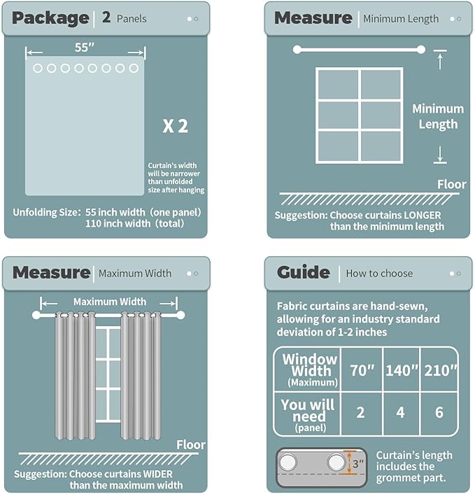 BGment Room Darkening Curtains for Bedroom - Grommet Thermal Insulated Window Treatments Light Blocking Curtains for Living Room, Set of 2 Panels, Each 55 x 96 Inch, Greyish White