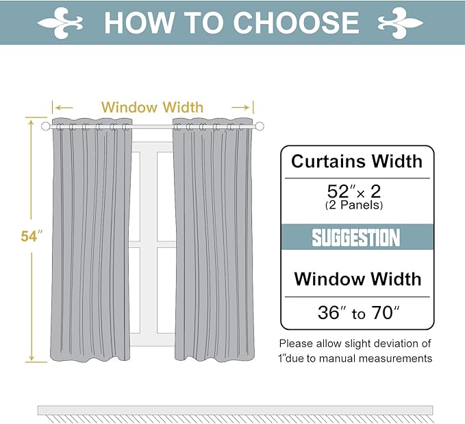 ChrisDowa 100% Blackout Curtains for Bedroom 2 Panels Set with Black Liner
