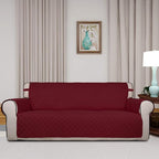 PureFit Reversible Quilted Sofa Cover, Water Resistant Slipcover Furniture Protector, Washable Couch Cover with Non Slip and Elastic Straps for Kids, Pets (Oversized Sofa, Red/Ivory)