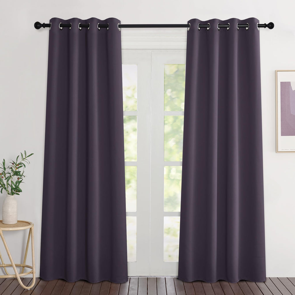 NICETOWN Greyish Purple Blackout Curtains 84 inch Length 2 Panels, Grommet Thermal Insulated Window Treatments Light & Sound Reducing Drapes for Living Room/Bedroom, W46 x L84