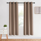NICETOWN Kitchen Blackout Curtains and Drapes, 1 Pair, 34 inches by 70 Inch, Cappuccino, Triple Weave Energy Saving Thermal Insulated Solid Grommet Blackout Panels for Patio