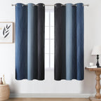 Navy Blue and Black Ombre Blackout Curtains for Bedroom 63 Inches Long
