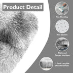 Tie-Dyed Fluffy Round Rug,Soft Area Rugs for Girls Room,Shaggy Rugs 6'X6' for Living Room,Non Slip Circle Rug for Kids Bedroom,Shag Plush Nursery Rug,Plush Carpet for Dorm,Furry Room Decor,Light Grey