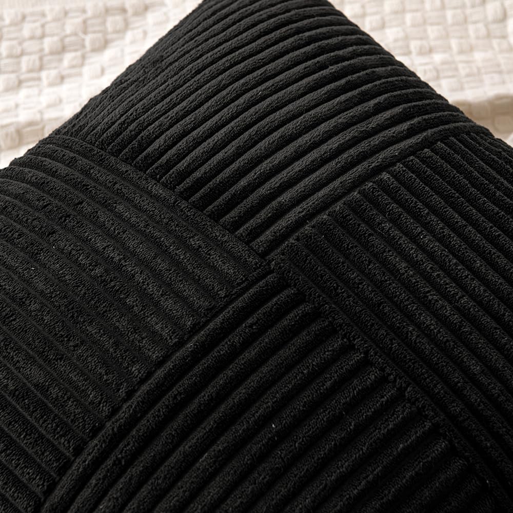 MIULEE Black Decorative Lumbar Throw Pillow Covers 12x20 Inch 2 Pack