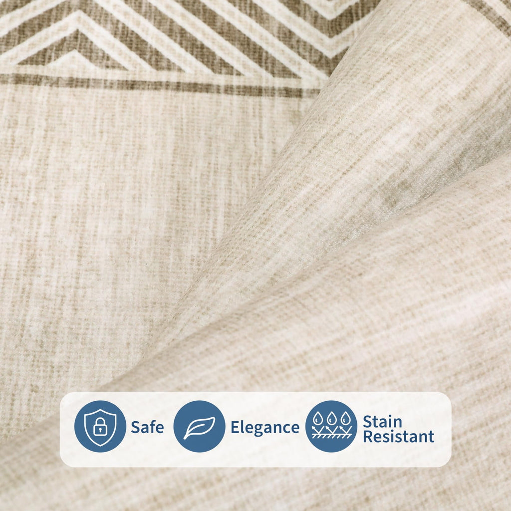 GarveeHome Bordered Bedroom Rugs 5x7 Ultra-Soft Indoor Carpet, Non-Slip Modern Geometric Living Room Rug, Stain-Resistant Neutral Accent Floor Cover for Dining Room, Nursery, Office, Beige