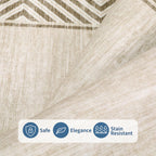GarveeHome Bordered Bedroom Rugs 5x7 Ultra-Soft Indoor Carpet, Non-Slip Modern Geometric Living Room Rug, Stain-Resistant Neutral Accent Floor Cover for Dining Room, Nursery, Office, Beige