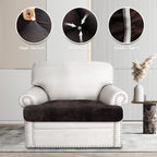 ANARACHON Leather Look Couch Cushion Covers Sofa Seat Slipcovers Sets Couches Furniture Protector for Sectional Armchair Loveseat Pets Kids Stretch Spandex Fabric (1 T-Cushion Armchair, Chocolate)